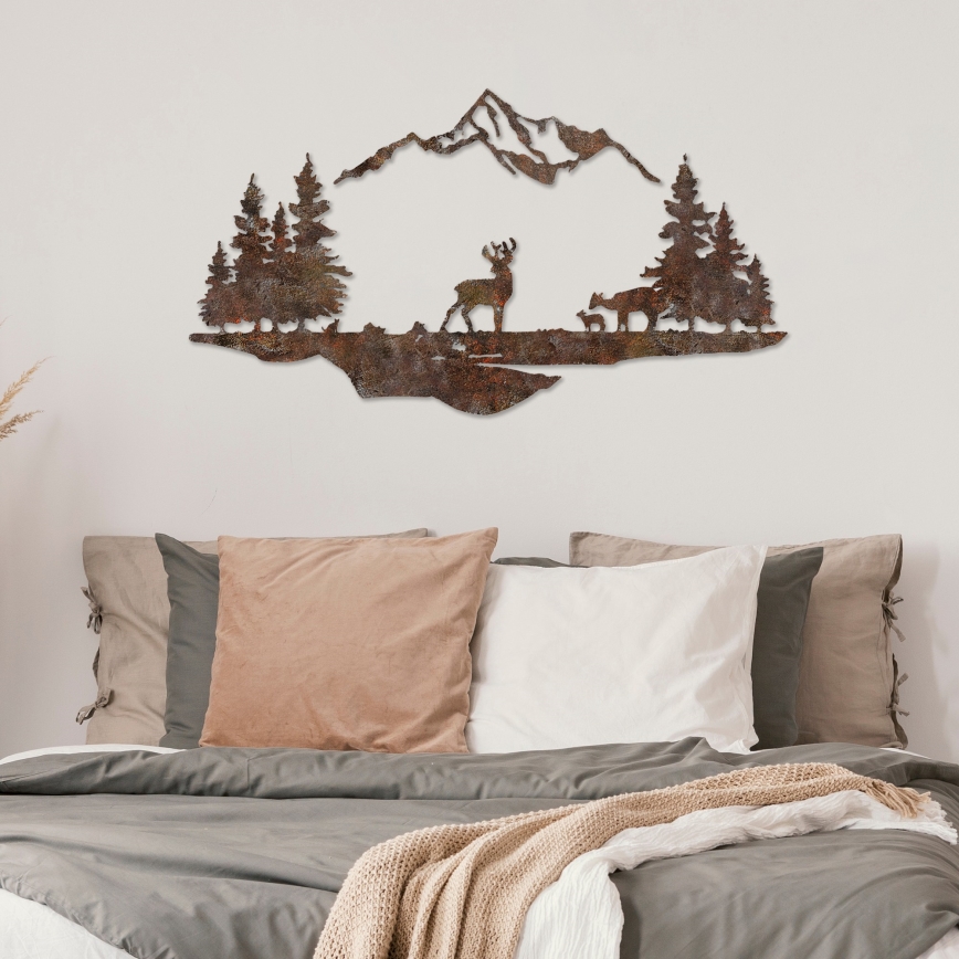 Fali dekoráció 2 db 70x38 cm szarvas fém/barna