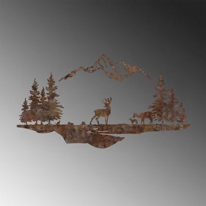 Fali dekoráció 2 db 70x38 cm szarvas fém/barna