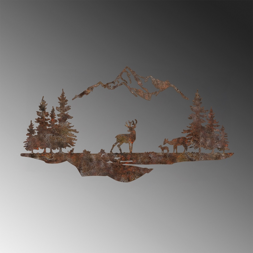 Fali dekoráció 2 db 70x38 cm szarvas fém/barna