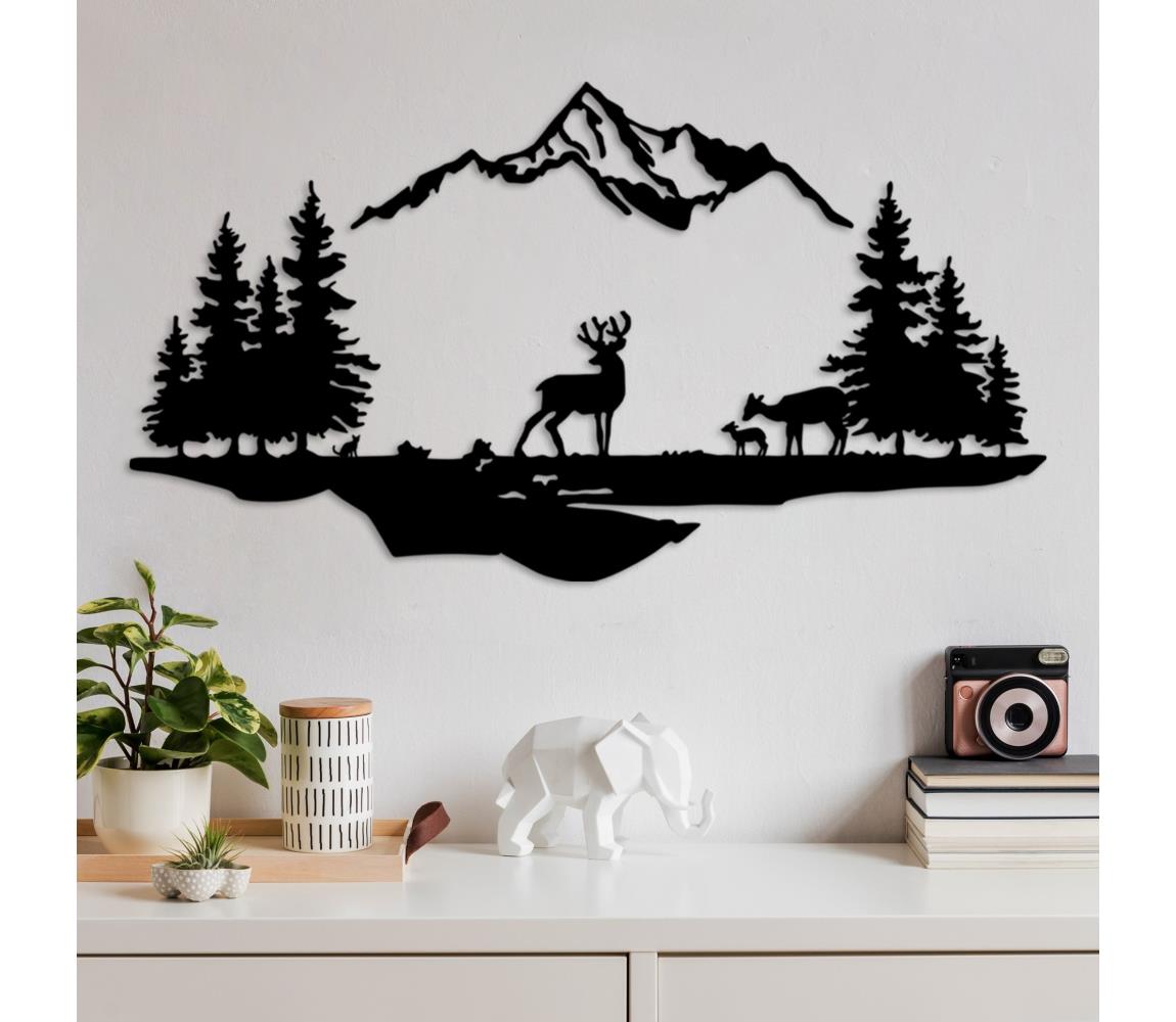 Fali dekoráció 2 db 70x38 cm szarvas fém/fekete 891TNL3167