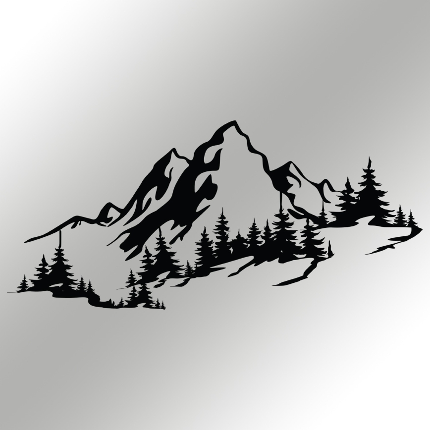 Fali dekoráció 30x67 cm hegyek fém