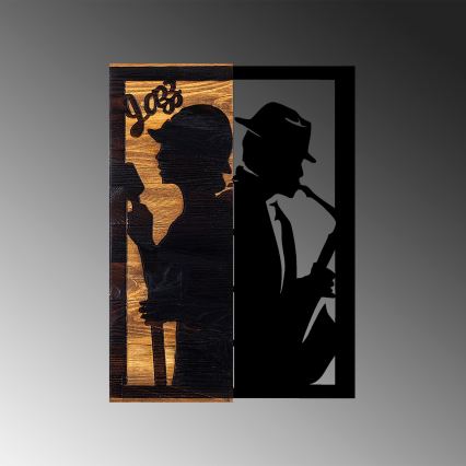 Fali dekoráció 32x50 cm jazz fa/fém