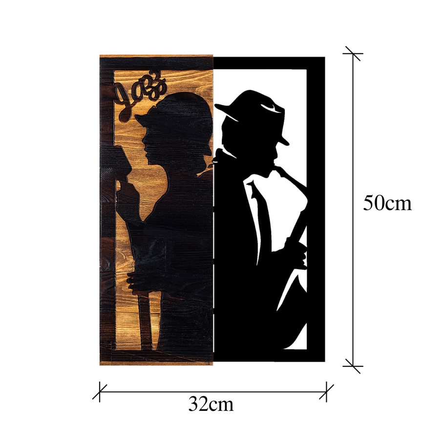 Fali dekoráció 32x50 cm jazz fa/fém