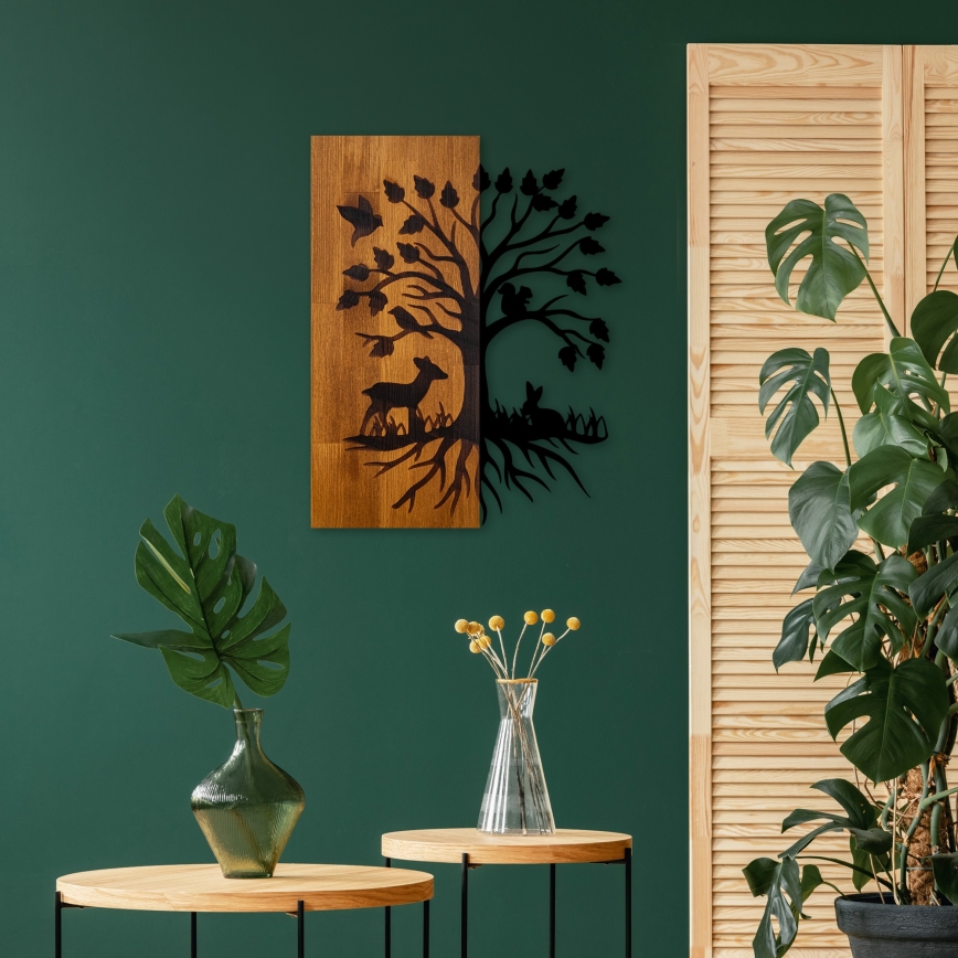 Fali dekoráció 46x58 cm fa/fém faág mintával