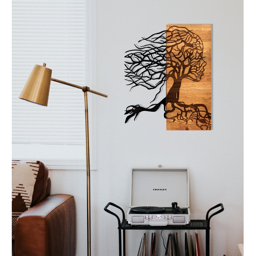 Fali dekoráció 47x58 cm életfa fa/fém