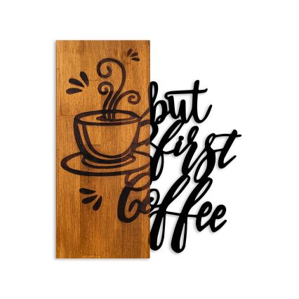 Fali dekoráció 50x58 cm kávé fa/fém