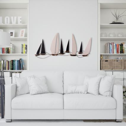 Fali dekoráció 52x117 cm vitorlás fém