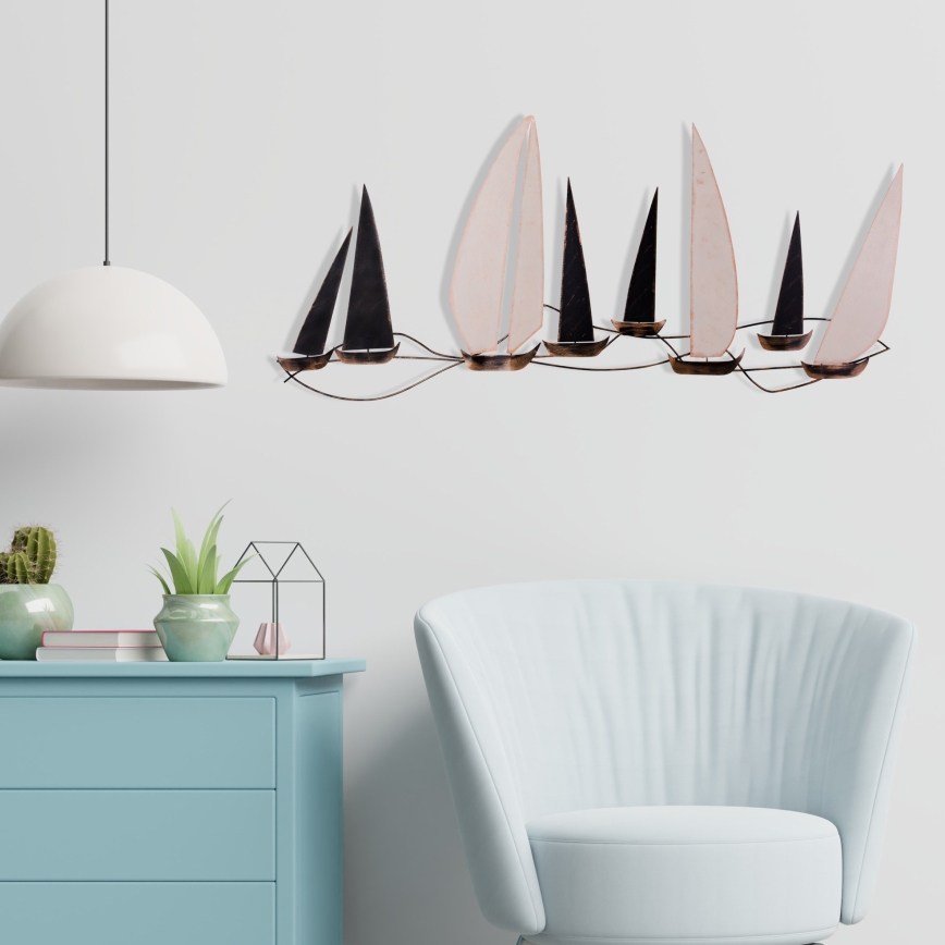 Fali dekoráció 52x117 cm vitorlás fém