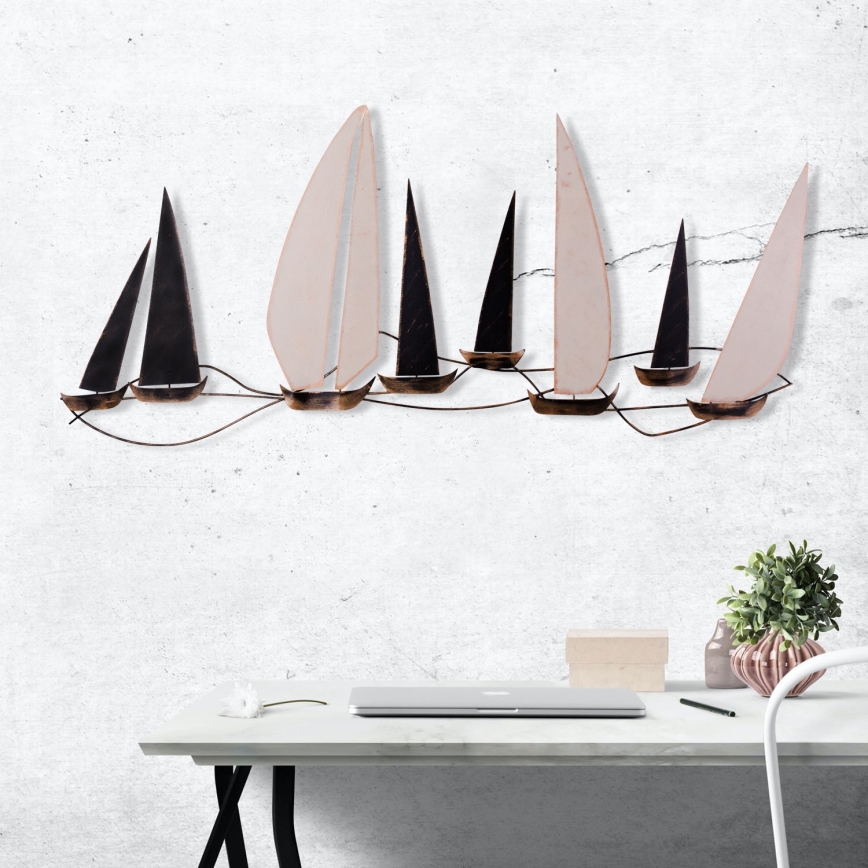 Fali dekoráció 52x117 cm vitorlás fém