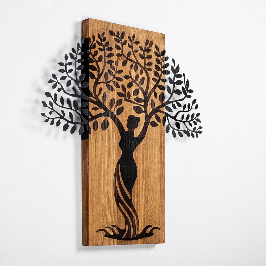 Fali dekoráció 54x58 cm fa/fém faág mintával