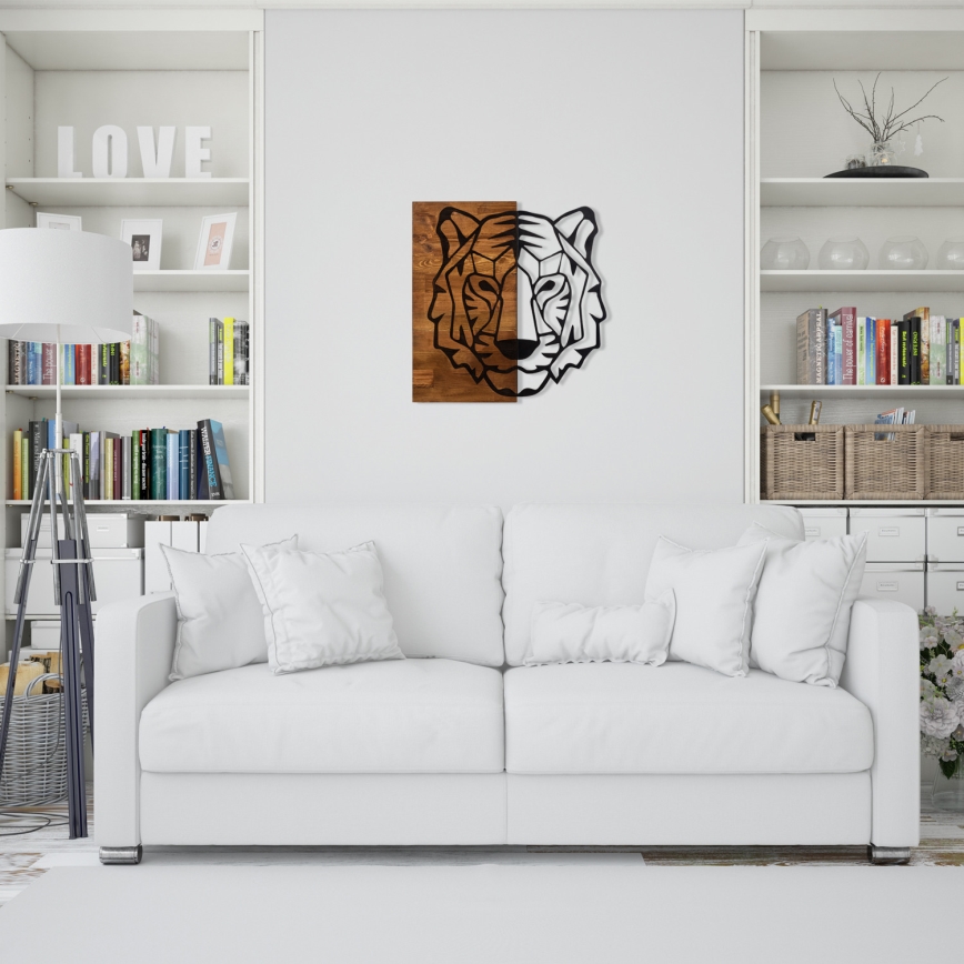 Fali dekoráció 56x58 cm tigris fa/fém