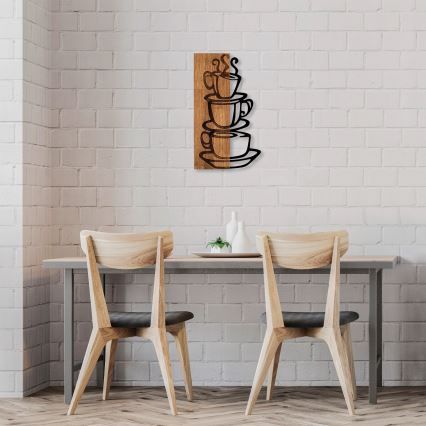 Fali dekoráció 58x34 cm csészék fa/fém