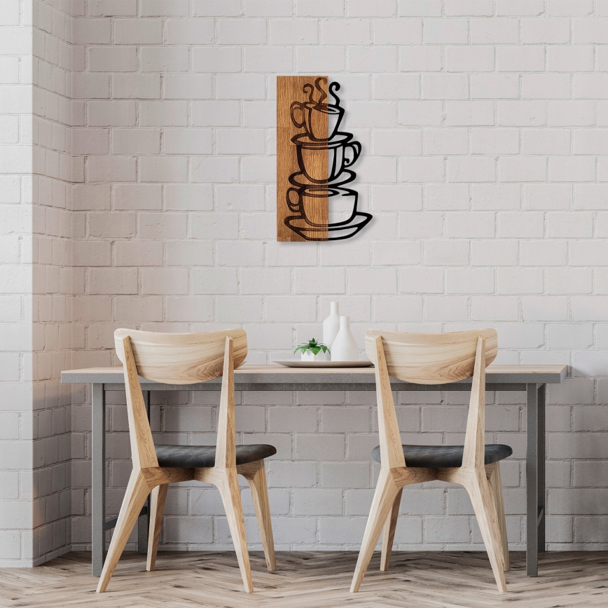 Fali dekoráció 58x34 cm csészék fa/fém
