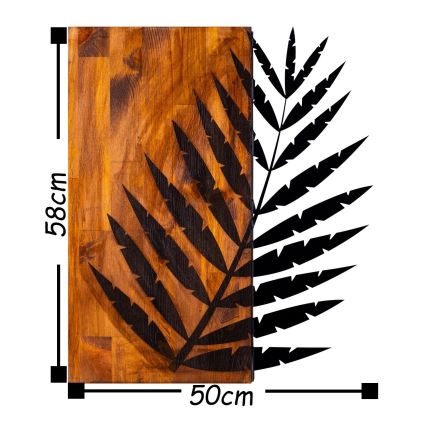 Fali dekoráció 58x50 cm fa/fém levél