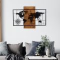 Fali dekoráció 58x85 cm fa/fém térkép