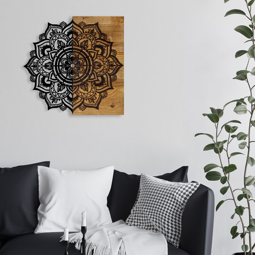 Fali dekoráció 59x58 cm mandala fa/fém