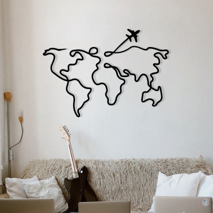 Fali dekoráció 60x42 cm térkép fém