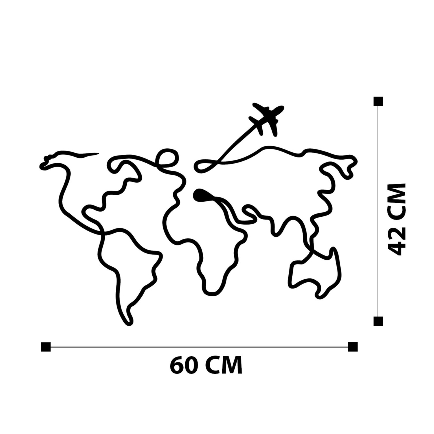 Fali dekoráció 60x42 cm térkép fém