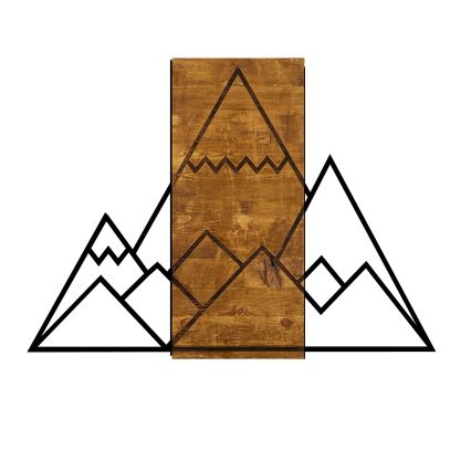 Fali dekoráció 78x58 cm hegyek fa/fém