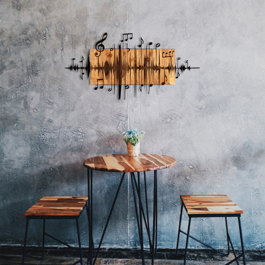 Fali dekoráció 90x47 cm jegyzetek fa/fém