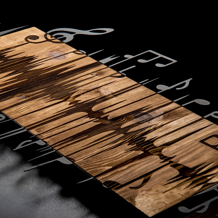 Fali dekoráció 90x47 cm jegyzetek fa/fém