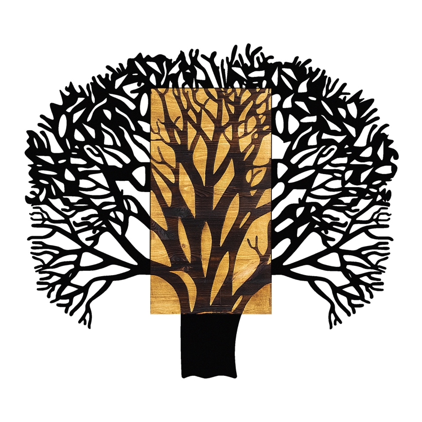 Fali dekoráció 93x86 cm fa/fém faág mintával