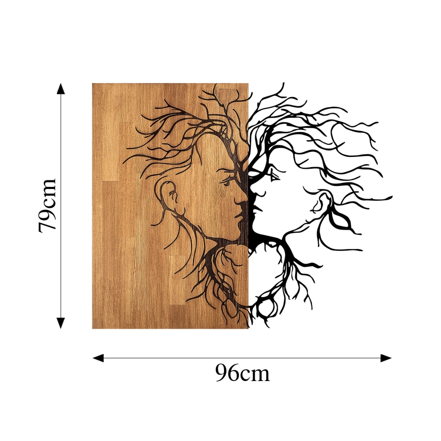 Fali dekoráció 96x79 cm szerelem fa/fém