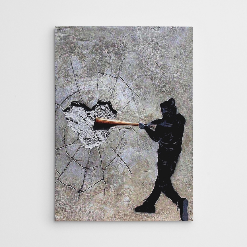 Fali festmény vászonon 100x70 cm szürke/fekete