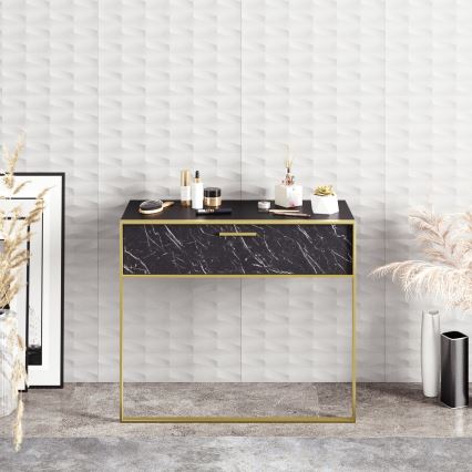 Fali konzolasztal POLKA 76,8x90 cm arany/fekete