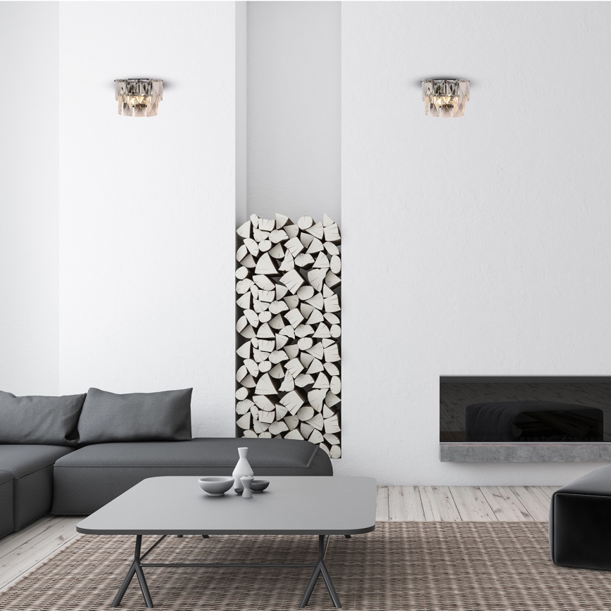 Fali kristály lámpa CHELSEA 2xE14/40W/230V fényezett króm