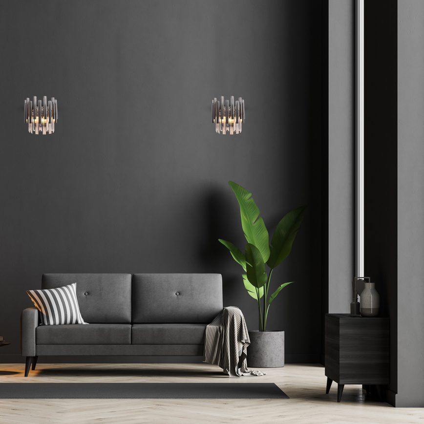 Fali kristály lámpa MADISON 2xE14/40W/230V fényezett króm