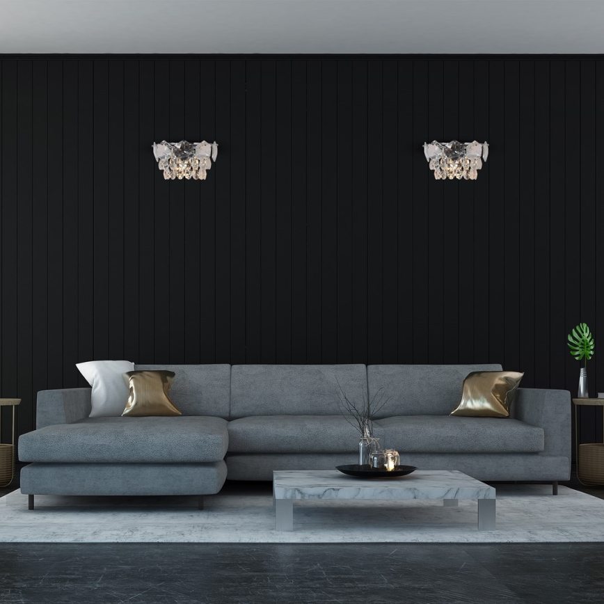 Fali kristály lámpa SELENA 2xE14/40W/230V fényezett króm