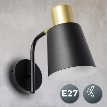 Fali lámpa 1xE27/20W/230V fekete/arany