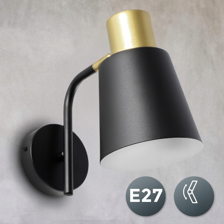 Fali lámpa 1xE27/20W/230V fekete/arany