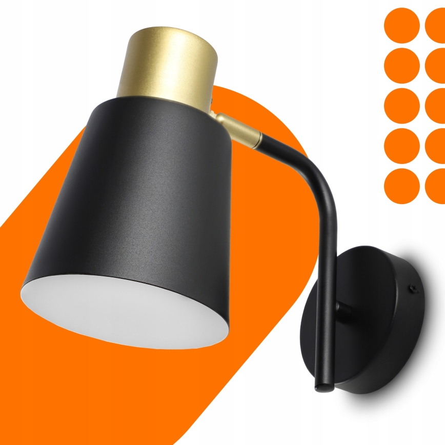 Fali lámpa 1xE27/20W/230V fekete/arany