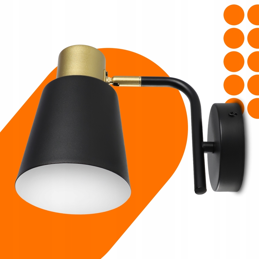 Fali lámpa 1xE27/20W/230V fekete/arany