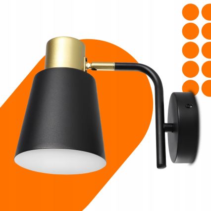 Fali lámpa 1xE27/20W/230V fekete/arany