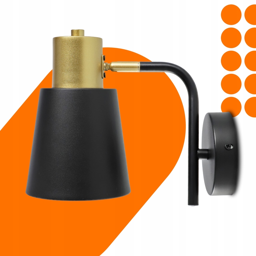 Fali lámpa 1xE27/20W/230V fekete/arany