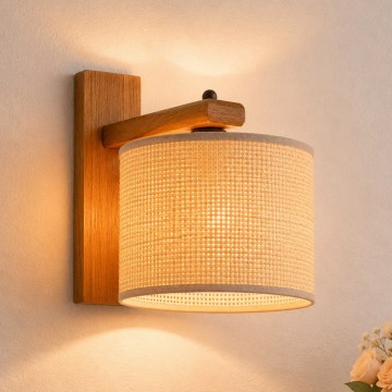 Fali lámpa AIDA 1xE27/15W/230V tölgy/raffia