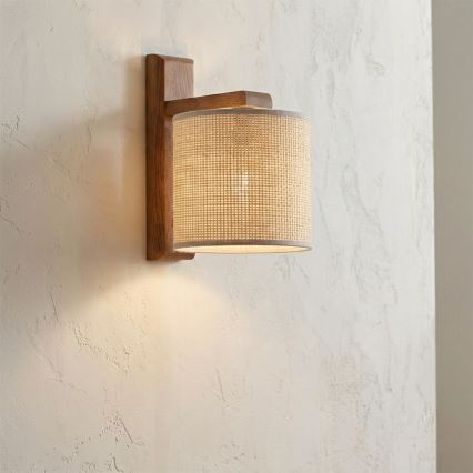 Fali lámpa AIDA 1xE27/15W/230V tölgy/raffia