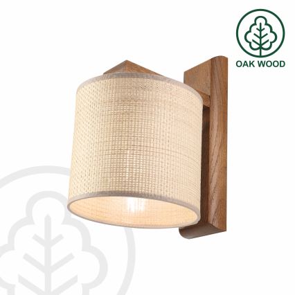 Fali lámpa AIDA 1xE27/15W/230V tölgy/raffia