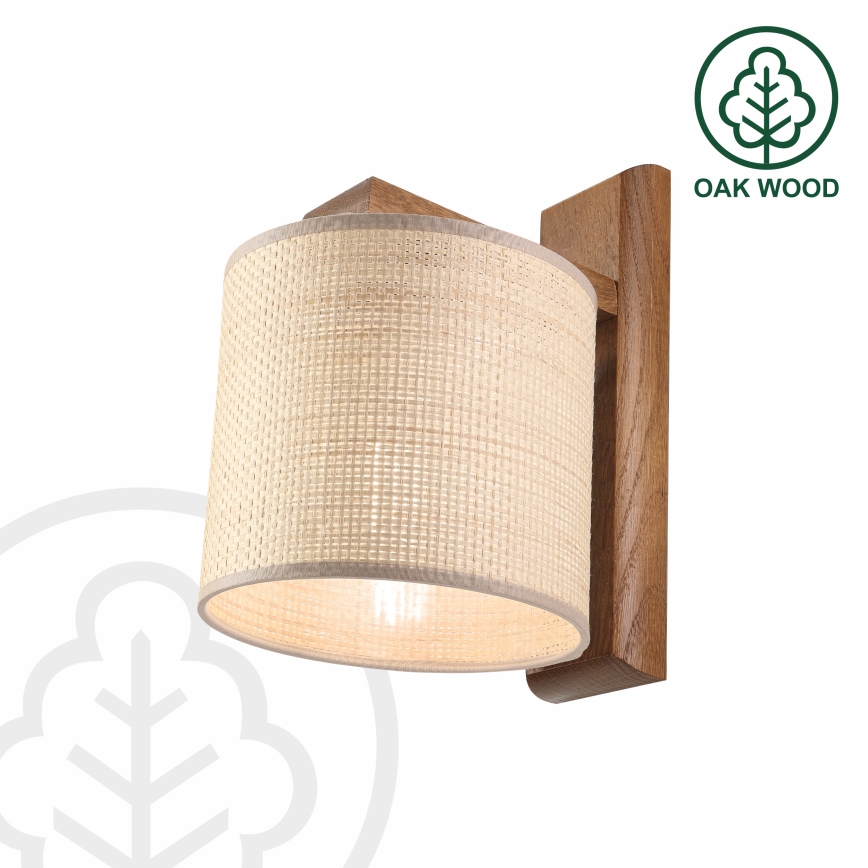 Fali lámpa AIDA 1xE27/15W/230V tölgy/raffia
