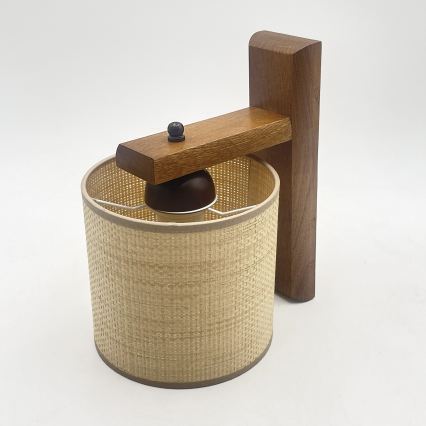 Fali lámpa AIDA 1xE27/15W/230V tölgy/raffia