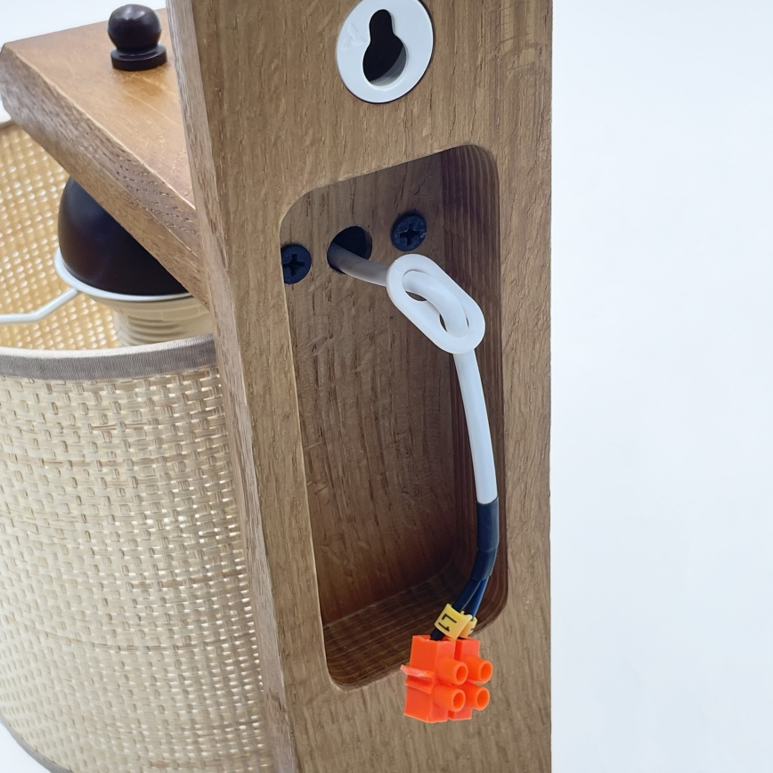 Fali lámpa AIDA 1xE27/15W/230V tölgy/raffia