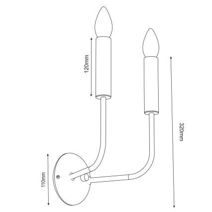 Fali lámpa AKASYA 2xE14/15W/230V fekete/arany