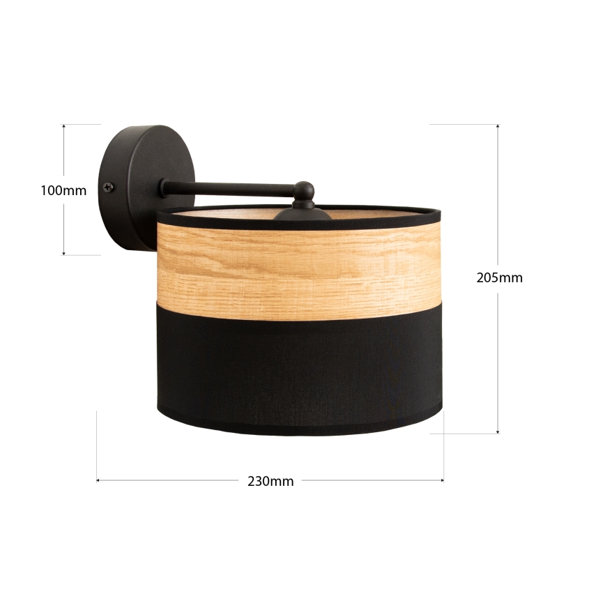 Fali lámpa ALBA 1xE27/15W/230V fekete/barna