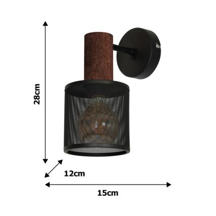 Fali lámpa ARES BLACK 1xE27/60W/230V