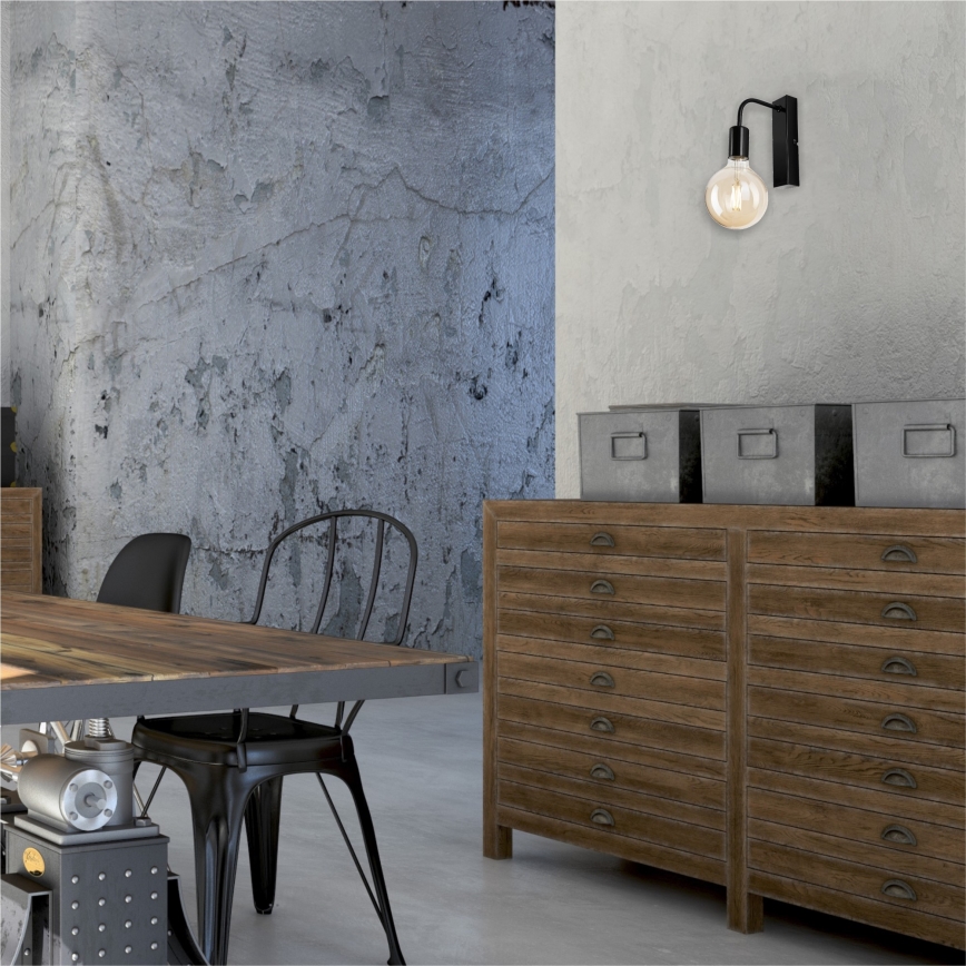 Fali lámpa ASTRID 1xE27/60W/230V fényes fekete