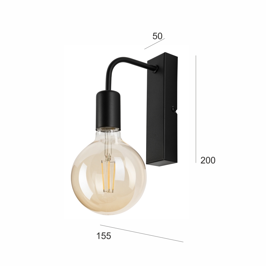 Fali lámpa ASTRID 1xE27/60W/230V matt fekete