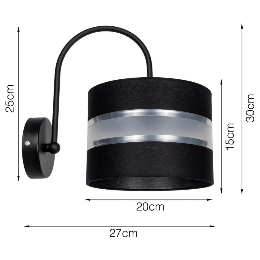 Fali lámpa CORAL 1xE27/60W/230V fekete